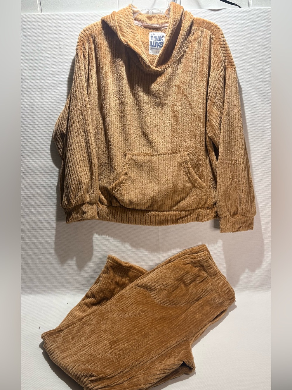 Muk Luks Tan Plush Corduroy lounge set